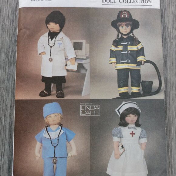 18" Doll Clothes Sewing Pattern Costumes Firefighter Nurse Doctor UNCUT 7678 - Picture 2 of 8